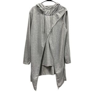 Coofandy Gray Casual Poncho Hoodie Asymmetrical Hem Pullover Sweatshirt Medium